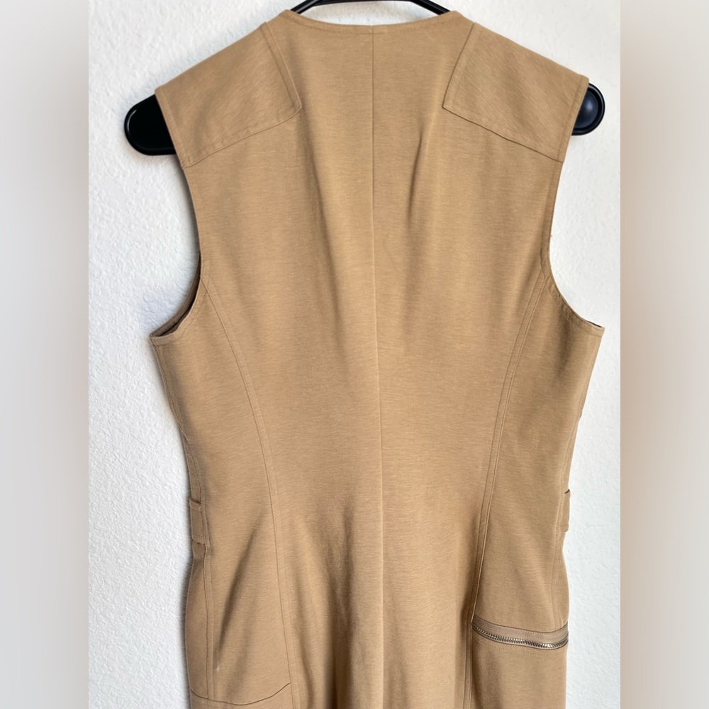 RALPH LAUREN Black Label Beige Sleeveless zip Dress Size 12 NWOT minimalist - Picture 13 of 15